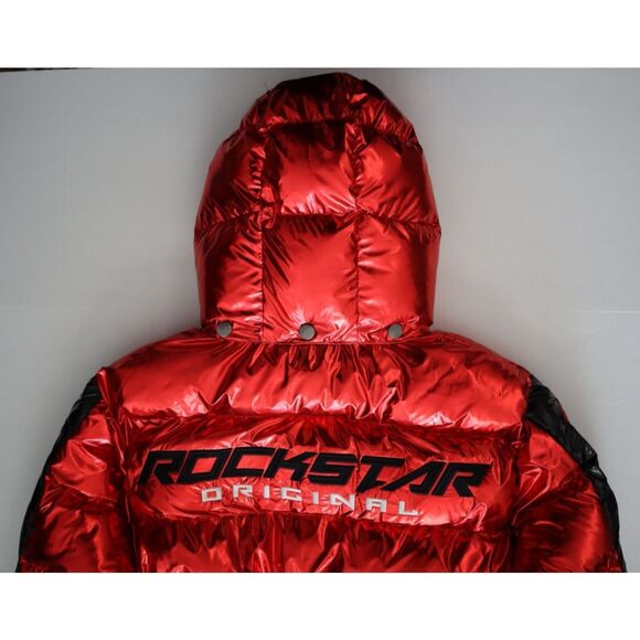Rockstar Original Men's Sz 2XL Metallic Red Alasia Hooded Puffer Jacket - Picture 8 of 16